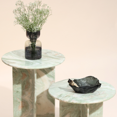 Norge Marble Side Table Pista - L:72 x W:66 x H:65 In Cms / Green / Marble - Indoor Furniture