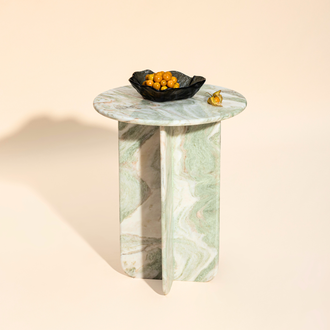 Norge Marble Side Table Pista - L:72 x W:68 x H:75 In Cms / Green / Marble - Indoor Furniture