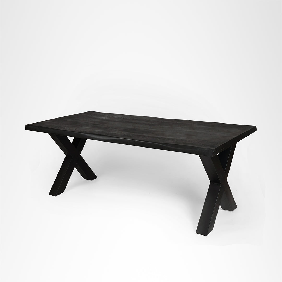 Oak Ridge Dining Table - Black / L: 78’’ B: 39’’ H: 30’’ / Acacia Wood & Mild Steel - Indoor Furniture