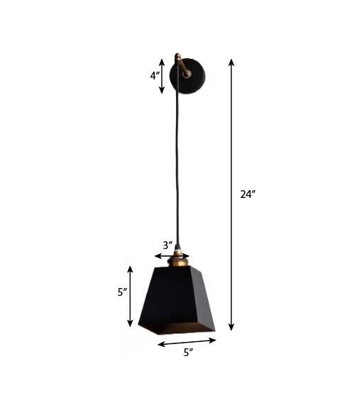 CWS115 Obsidian Black-Gold Metal Wall Hanging Lamp