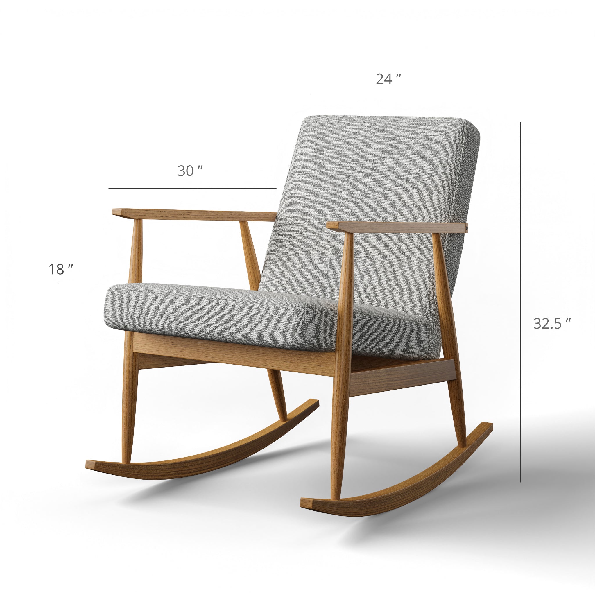 Oda Rocking Chair - Cosmo Norman Pistachio 11343 Ply & Foam Upholstery Structure; Suncity White Ash Frame / L:24’’ x