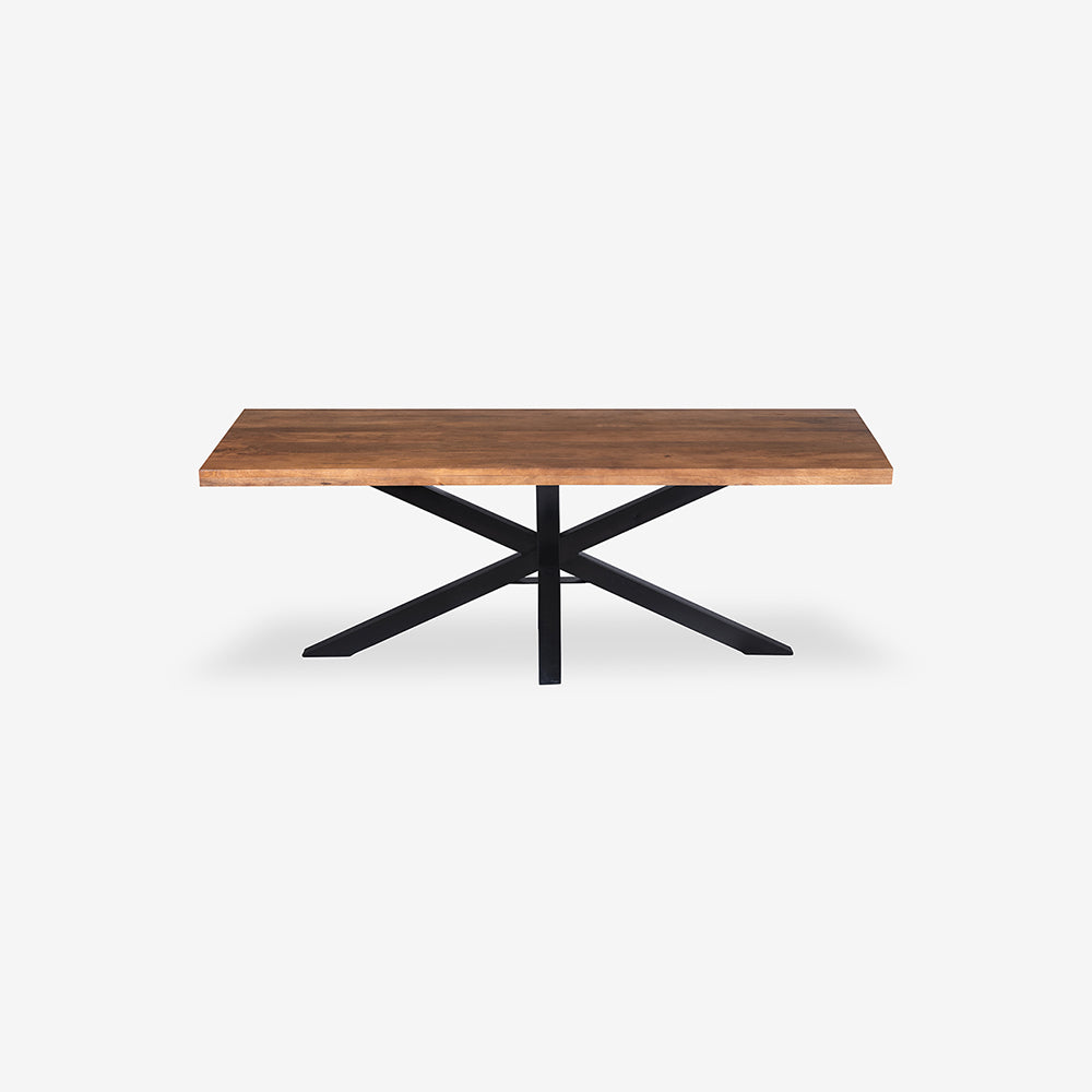 Odin Dining Table - 220 x 100 x 71.12 In cm / Mango Wood + Iron / Brown - Indoor Furniture