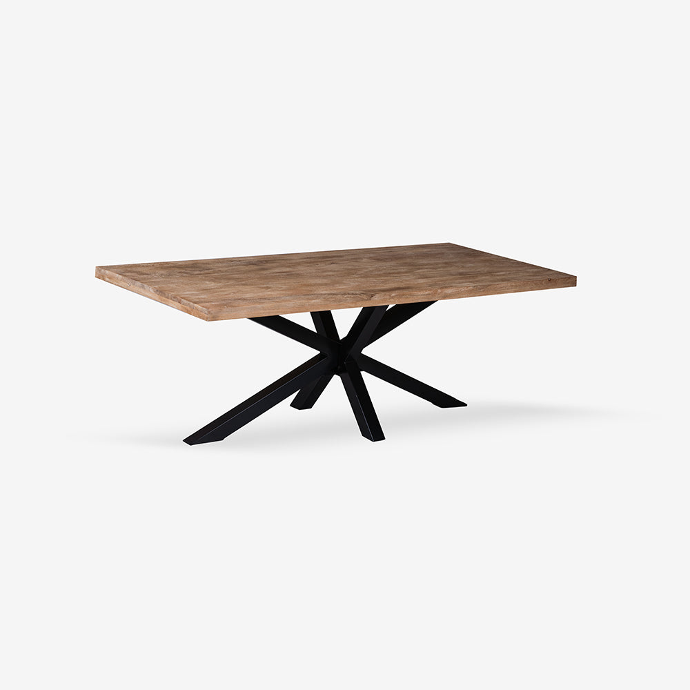 Odin Dining Table - 220 x 100 x 71.12 In cm / Mango Wood + Iron / Limewash - Indoor Furniture