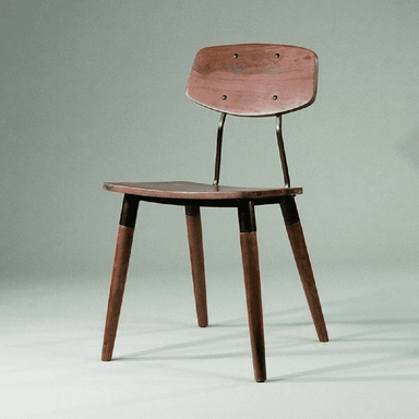 Old School Chair | Set Of 2 - Walnut / Sheesham wood and MS / L:41 x D:49 x H:80 in cm - Indoor Furniture