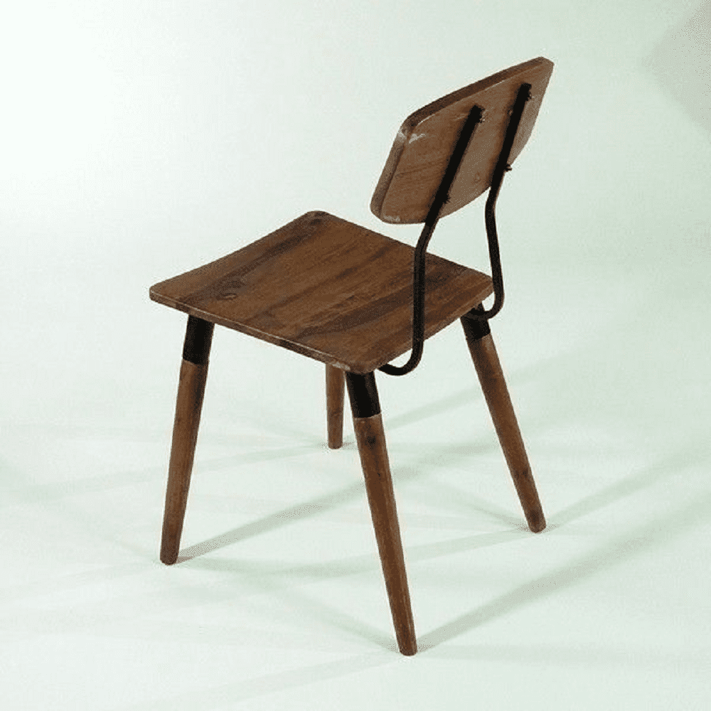 Old School Chair | Set Of 2 - Walnut / Sheesham wood and MS / L:41 x D:49 x H:80 in cm - Indoor Furniture