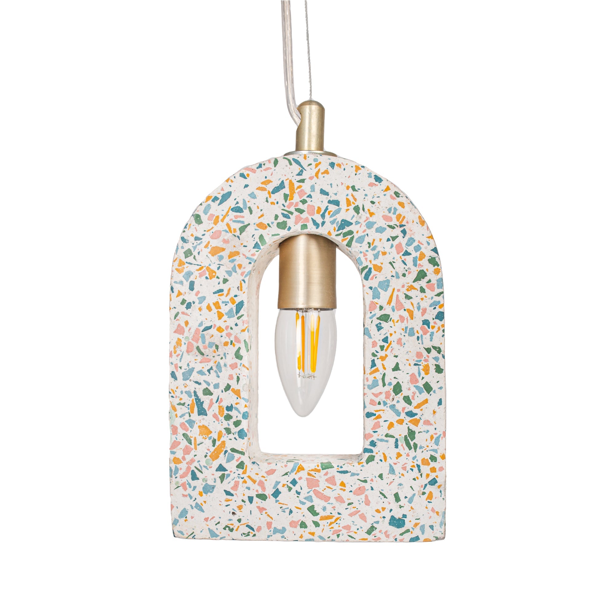 Olio Lamp - Classic Mix Chips on White Base / L: 14.5cm x B: 4.0cm x H: 20.5cm / Terrazzo - Stone chips in cement base