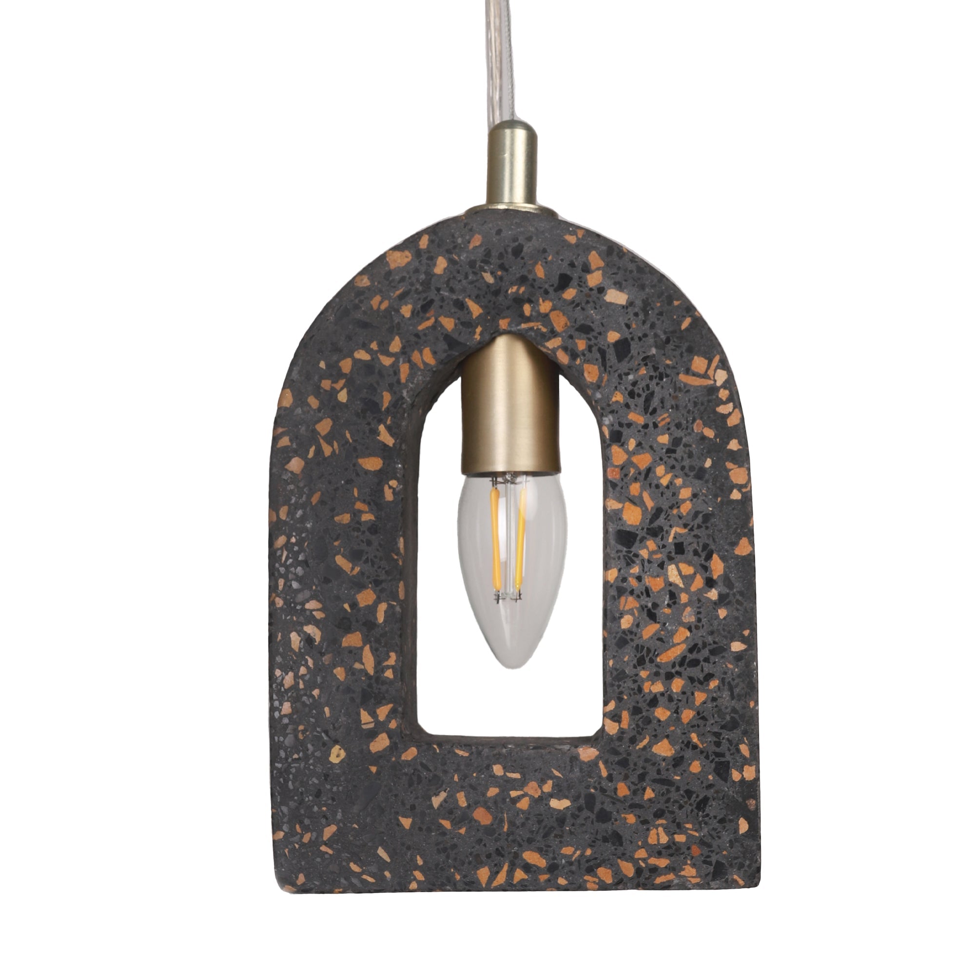 Olio Lamp - Jaiselmer, Black Chips on Black Base / L: 14.5cm x B: 4.0cm x H: 20.5cm / Terrazzo - Stone chips in cement
