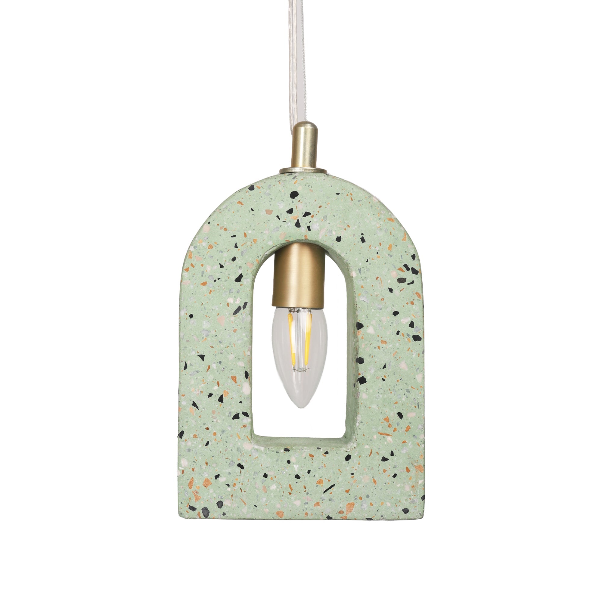 Olio Lamp - Marble Chips on Jade Green / L: 14.5cm x B: 4.0cm x H: 20.5cm / Terrazzo - Stone chips in cement base
