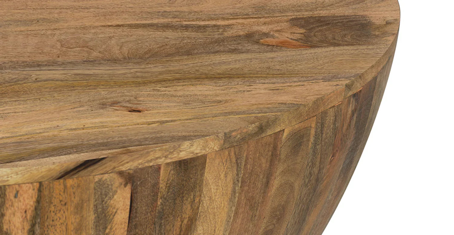 Olivia Drum Coffee Table - Light Walnut / Wood / L:96 x D:96 x H:30 in cm - Indoor Furniture
