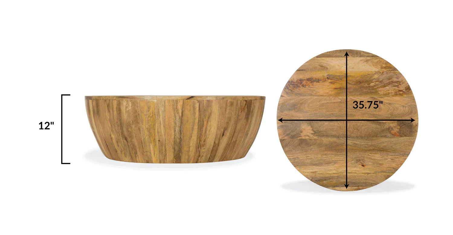 Olivia Drum Coffee Table - Light Walnut / Wood / L:96 x D:96 x H:30 in cm - Indoor Furniture