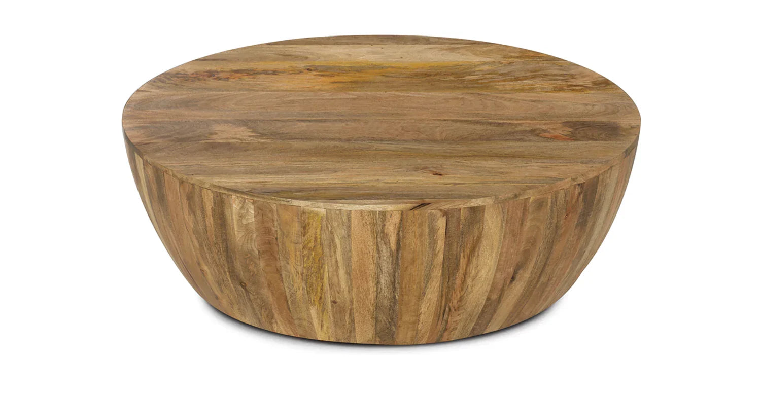 Olivia Drum Coffee Table - Light Walnut / Wood / L:96 x D:96 x H:30 in cm - Indoor Furniture