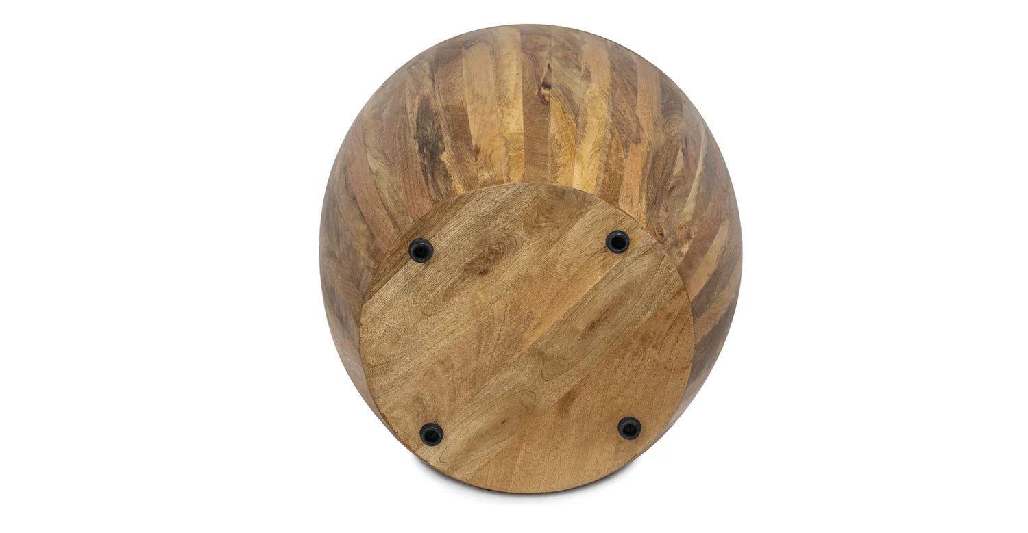 Olivia Drum Side Table - Light Walnut / Wood / L:53 x D:53 x H:60 in cm - Indoor Furniture