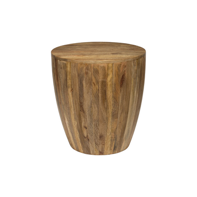 Olivia Drum Side Table - Light Walnut / Wood / L:53 x D:53 x H:60 in cm - Indoor Furniture