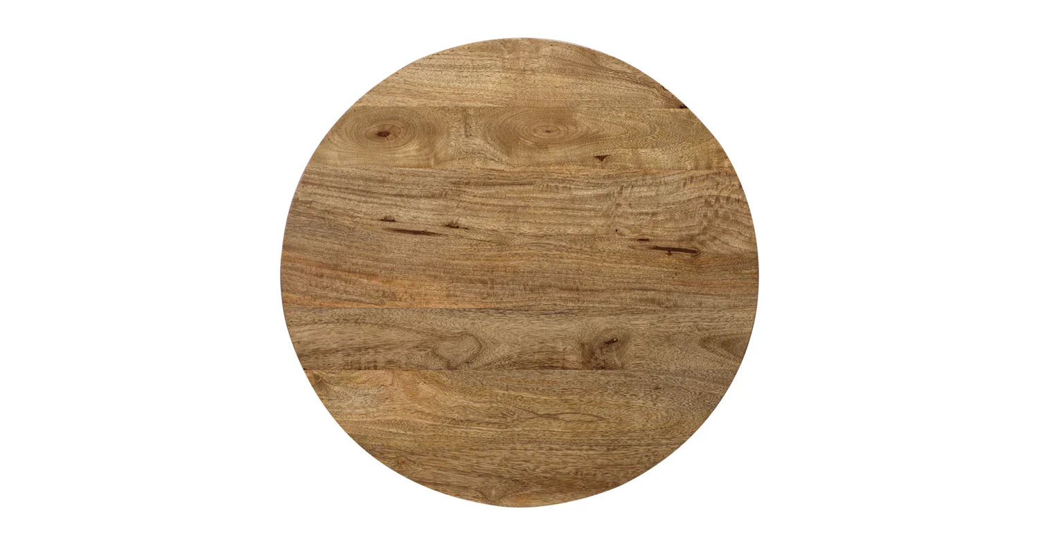 Olivia Drum Side Table - Light Walnut / Wood / L:53 x D:53 x H:60 in cm - Indoor Furniture