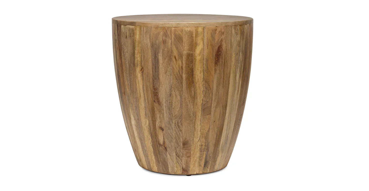 Olivia Drum Side Table - Light Walnut / Wood / L:53 x D:53 x H:60 in cm - Indoor Furniture