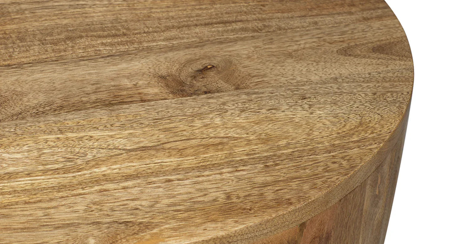 Olivia Drum Side Table - Light Walnut / Wood / L:53 x D:53 x H:60 in cm - Indoor Furniture