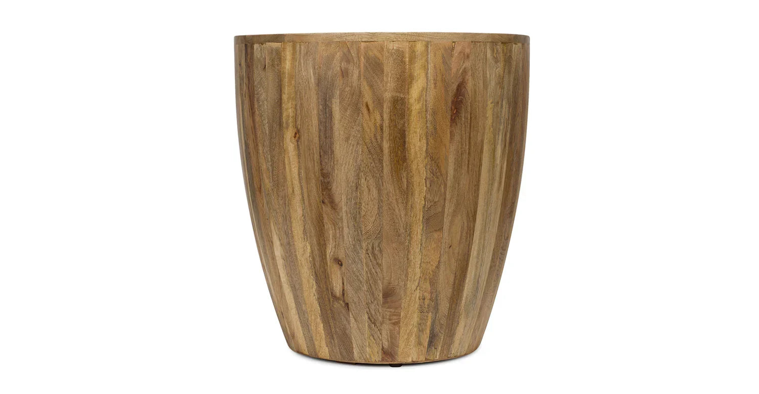 Olivia Drum Side Table - Light Walnut / Wood / L:53 x D:53 x H:60 in cm - Indoor Furniture