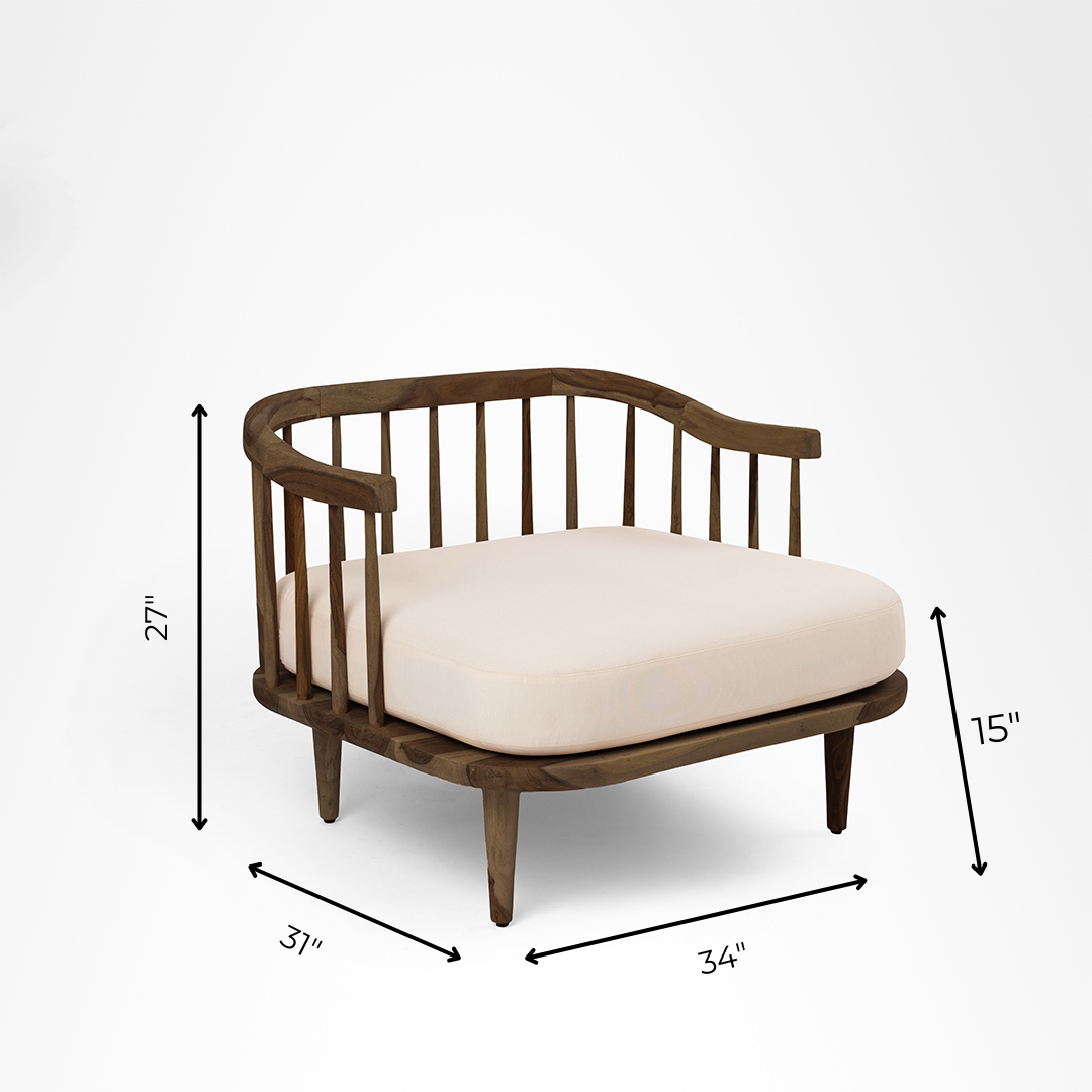 Onyx Lounge Chair - Walnut / Sheesham Wood / W: 34 ’ D: 31’’ H: 27’’SH: 15’’ - Indoor Furniture