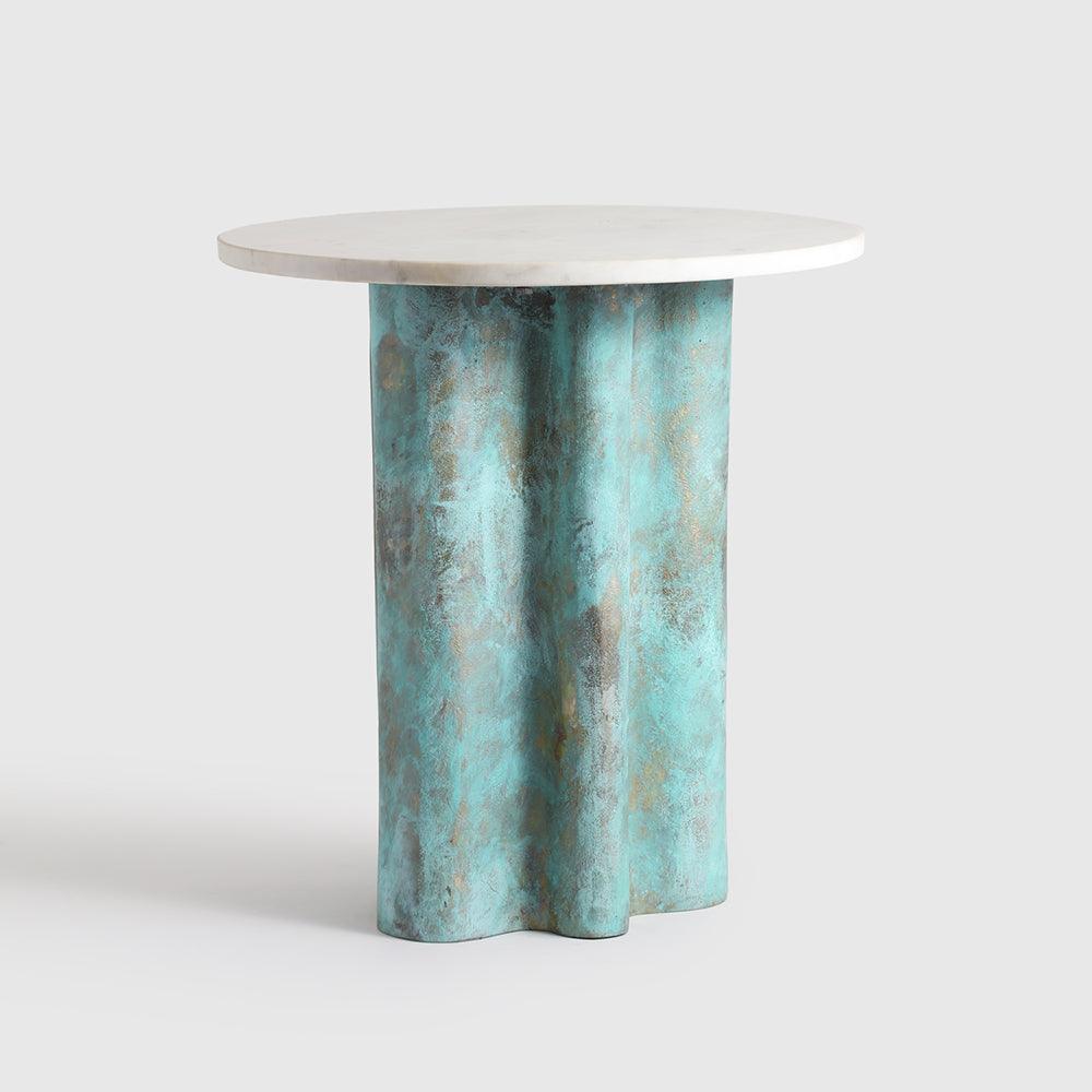 Oralbo Table - Aluminium + Marble / L:47 x B:47 x H:50 In cm - Indoor Furniture