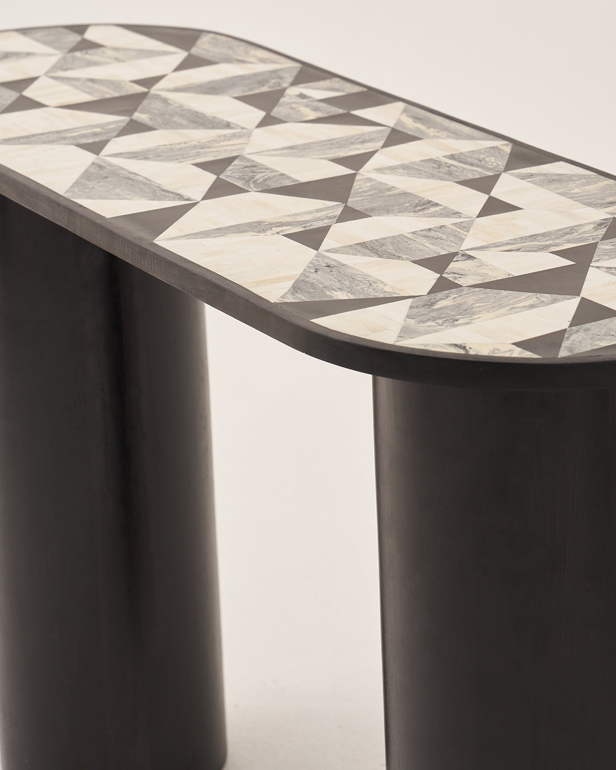 Oro Inlay Table - Black / Wood & Bone / 125L X 45W X 76H In Cms - Indoor Furniture