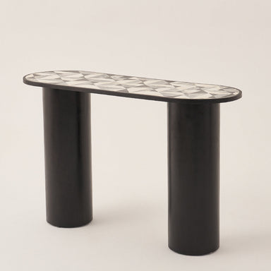 Oro Inlay Table - Black / Wood & Bone / 125L X 45W X 76H In Cms - Indoor Furniture