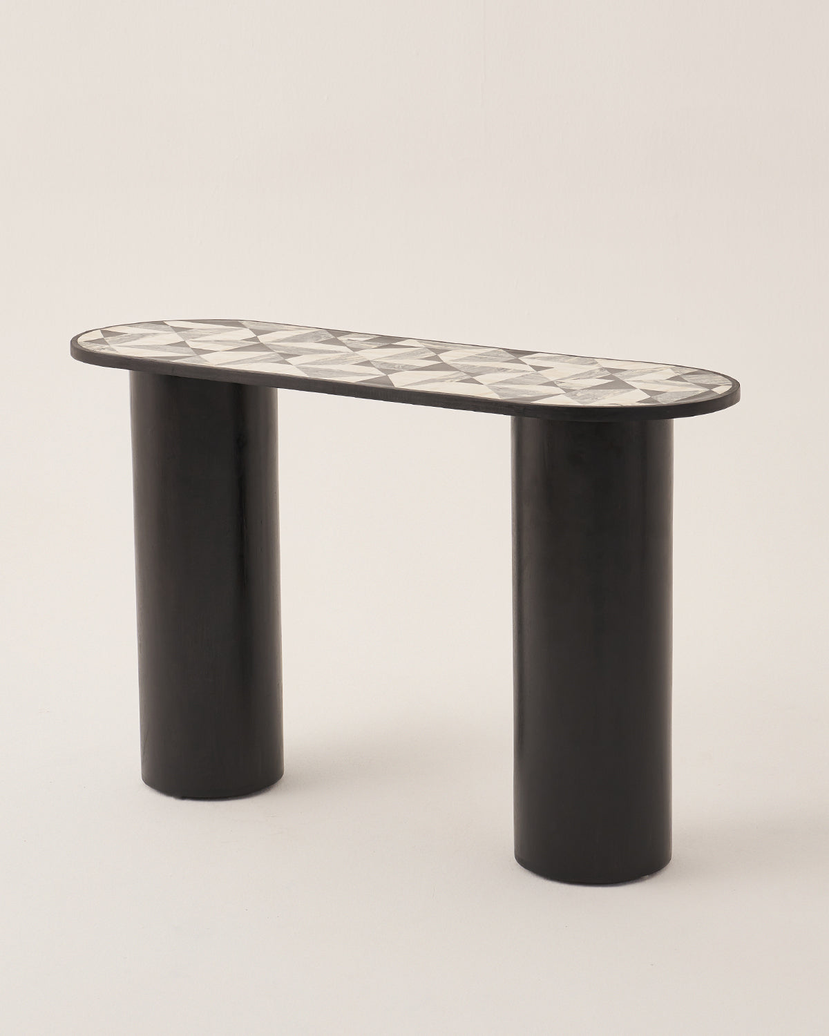 Oro Inlay Table - Black / Wood & Bone / 125L X 45W X 76H In Cms - Indoor Furniture