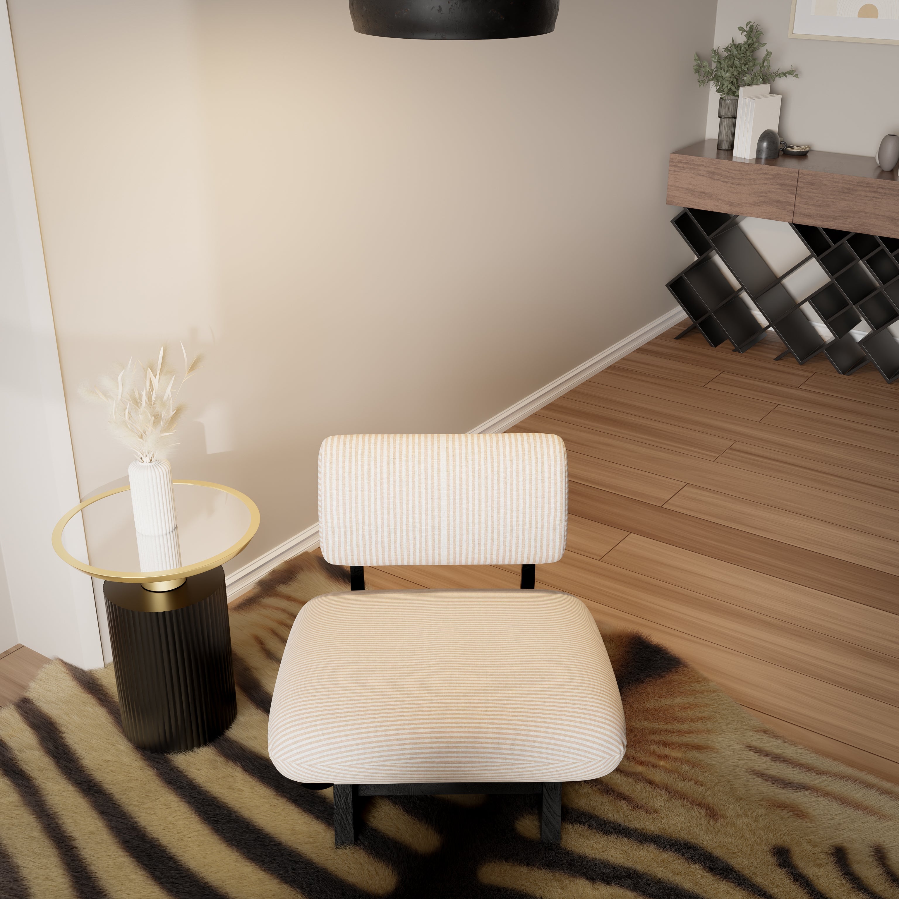 Osaka II Lounge Chair - Black Distressed/Charcoal White Oak Frame; The White AW-76 Ply & Foam Upholstery Seat;