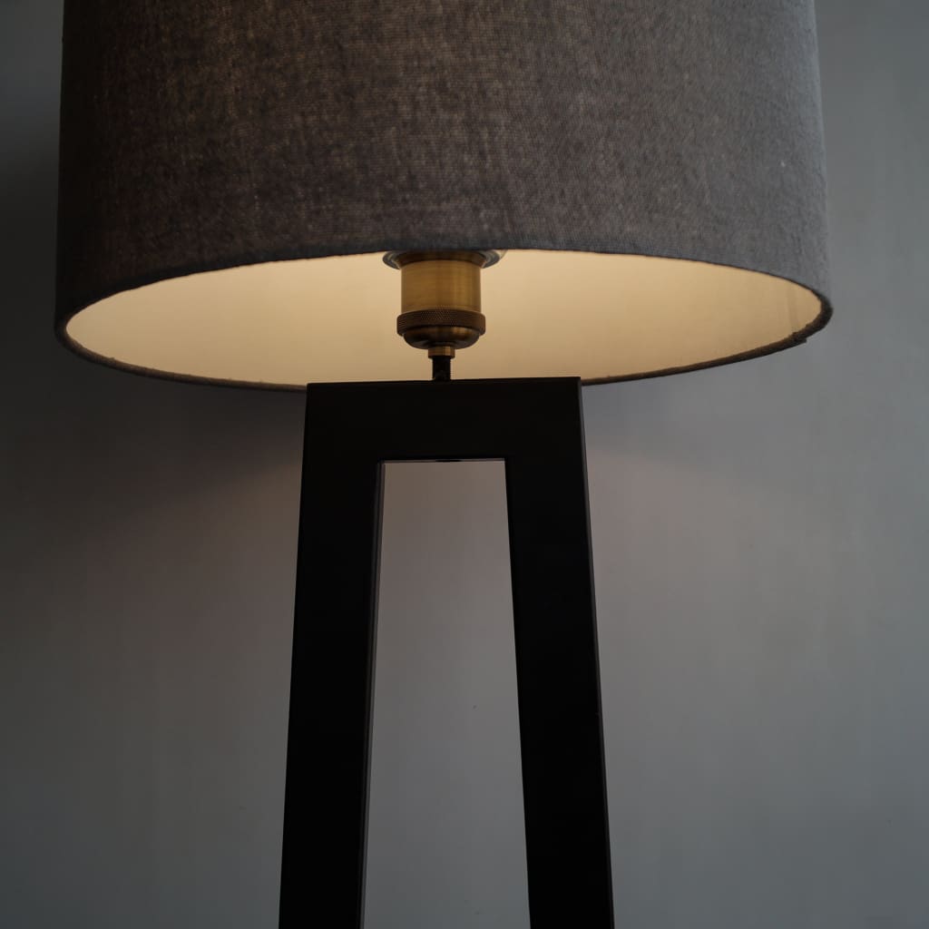Oval Base Geometric Tower Matte Black Iron Floor Lamp 40w Brass Antique Holder