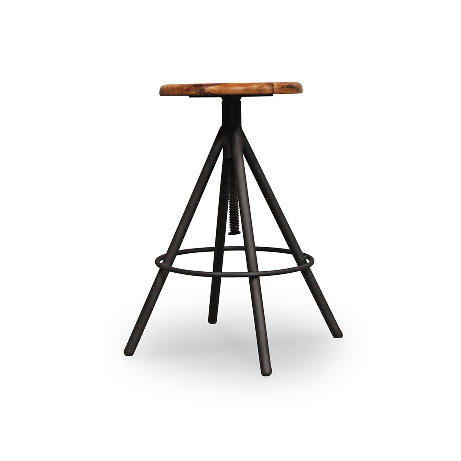 Oxford Metal Bar Stool - Natural / Wood and MS / L:53 x D:53 x Maximum adjustable Height:80 and Minimum adjustable
