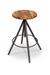 Oxford Metal Bar Stool - Natural / Wood and MS / L:53 x D:53 x Maximum adjustable Height:80 and Minimum adjustable