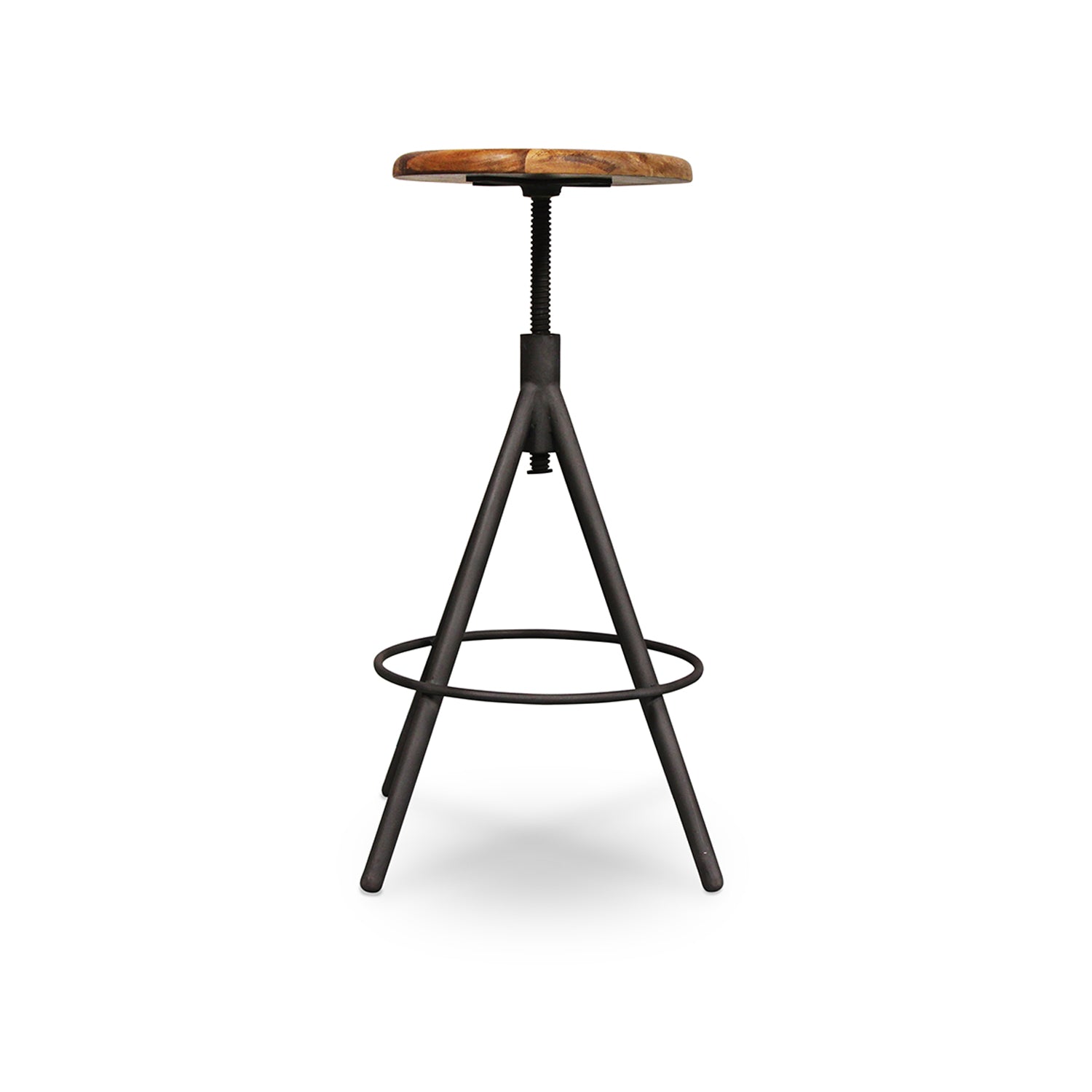 Oxford Metal Bar Stool - Natural / Wood and MS / L:53 x D:53 x Maximum adjustable Height:80 and Minimum adjustable