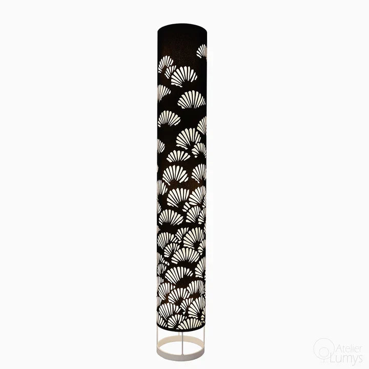 Paloma Floor Lamp - Dia: 8’’ H: 52’’ / Black and White / Mild Steel and Satin - Lighting