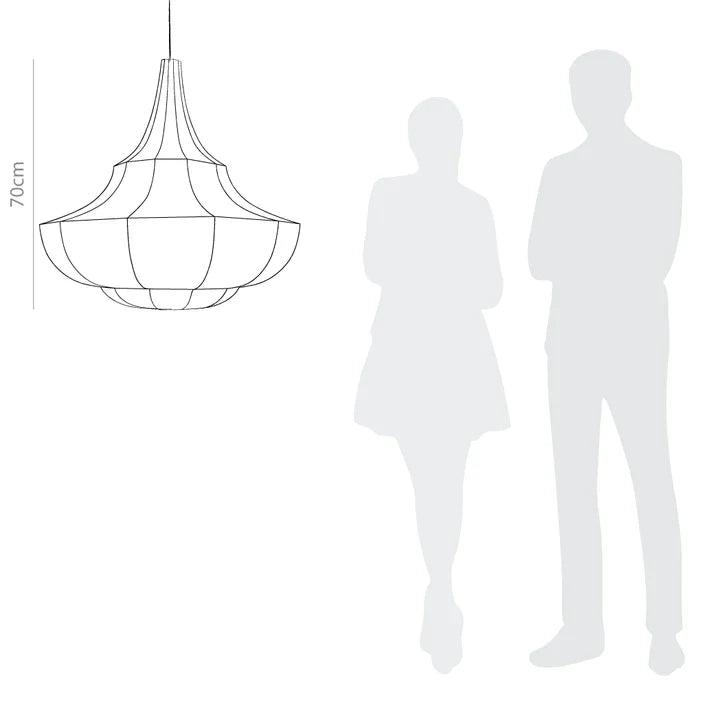 Pampille Chandelier Hanging Lamp - D:28’’ H: 28’’ / WHITE / Mild Steel and Poplin - Lighting