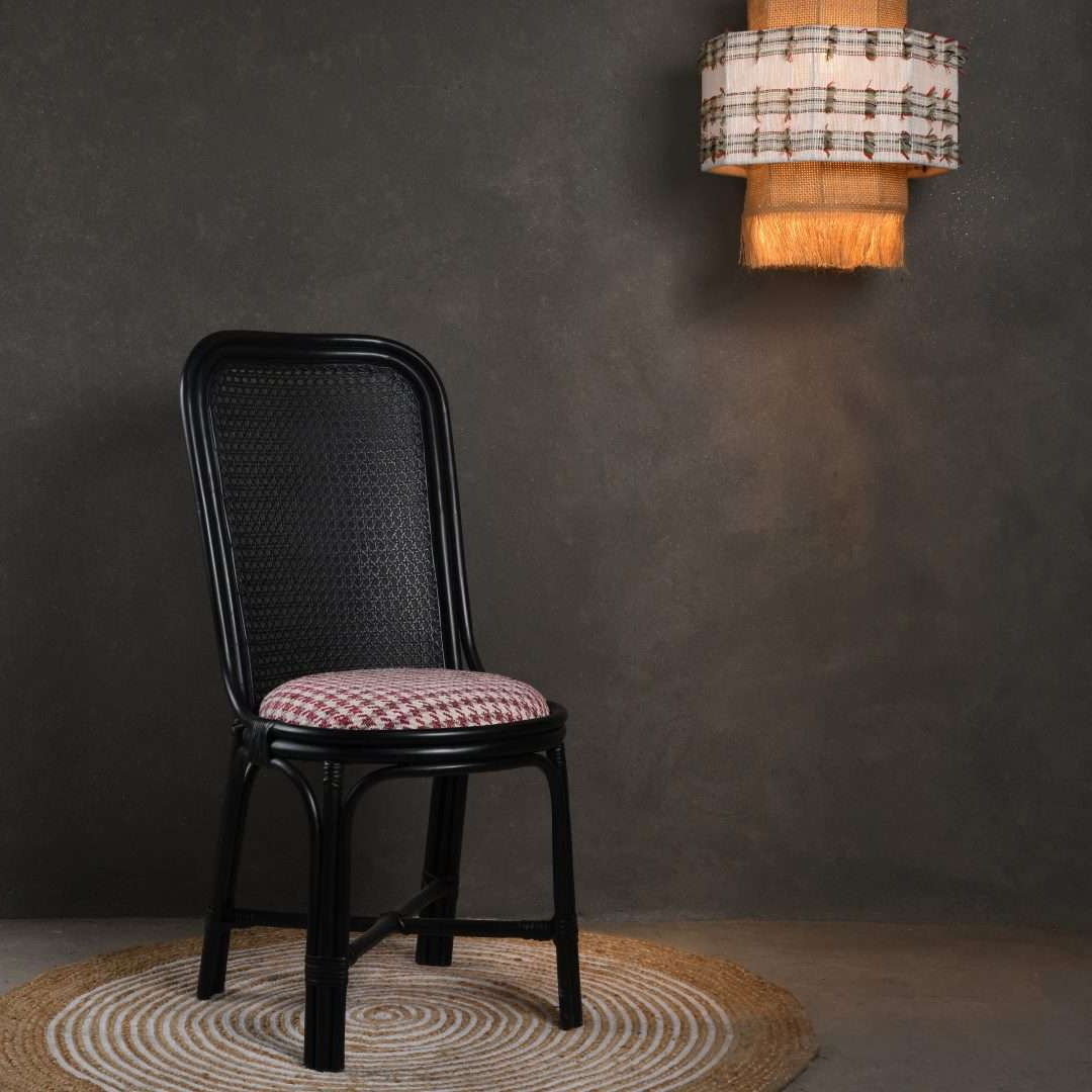 Panso Bamboo Chair - Black / Bamboo and Fabric: Cotton / D: 19’’ H: 39’’; Seat Height: 18’’ - Furniture