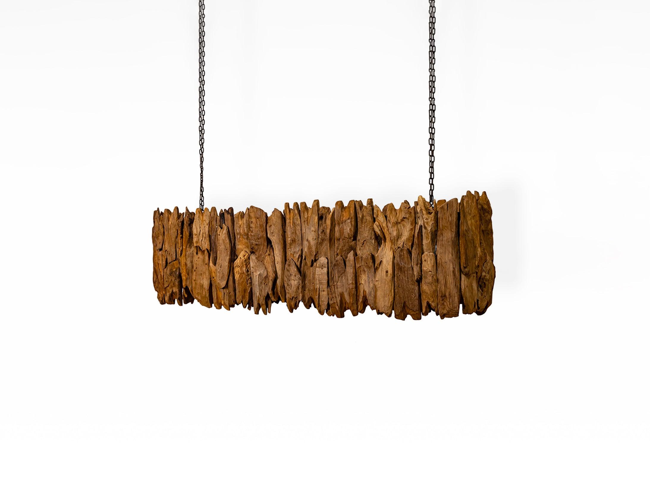 Pantai Pendant Lamp 7 - Teak Wood / L:165 x B:35 x H:45 In cm - Lighting