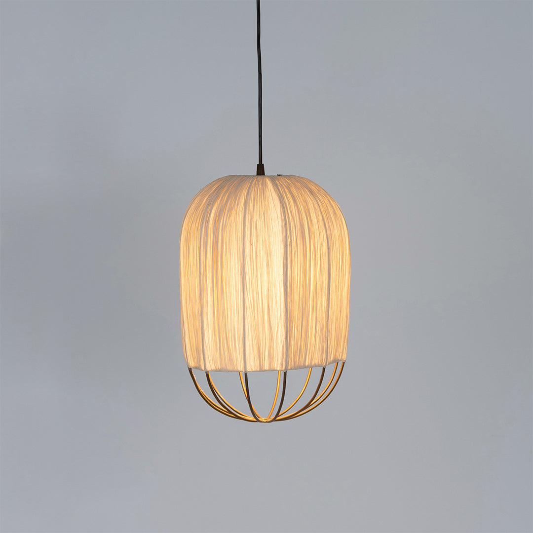 Papyrus Bloom Pendant Lamp - Offwhite / Banana Fiber paper / Dia: 9’’ H: 15’’ - Lighting