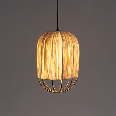 Papyrus Bloom Pendant Lamp - Offwhite / Banana Fiber paper / Dia: 9’’ H: 15’’ - Lighting
