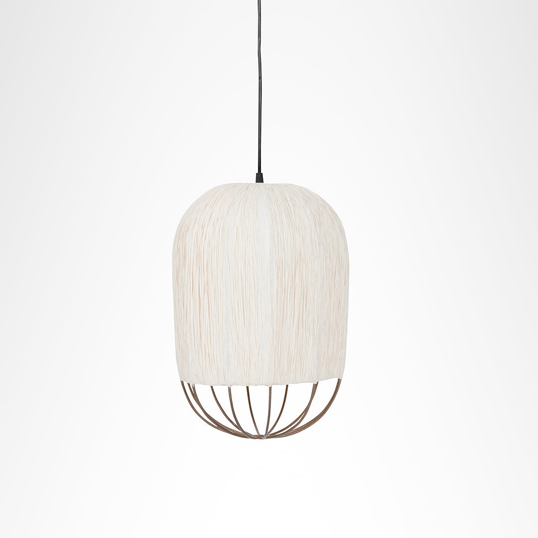 Papyrus Bloom Pendant Lamp - Offwhite / Banana Fiber paper / Dia: 9’’ H: 15’’ - Lighting