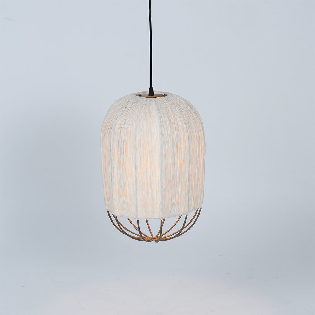 Papyrus Bloom Pendant Lamp - Offwhite / Banana Fiber paper / Dia: 9’’ H: 15’’ - Lighting