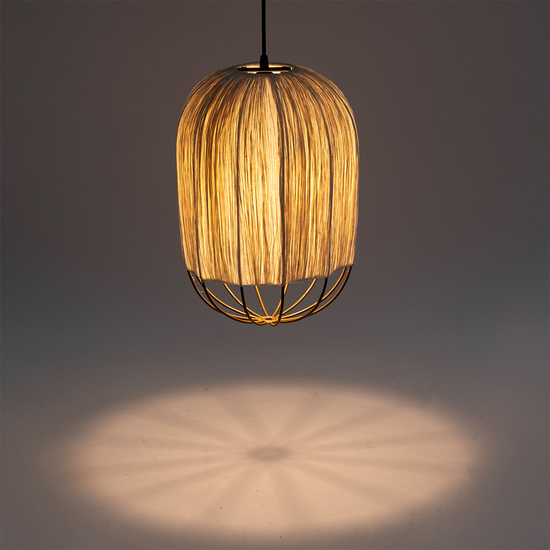 Papyrus Bloom Pendant Lamp - Offwhite / Banana Fiber paper / Dia: 9’’ H: 15’’ - Lighting