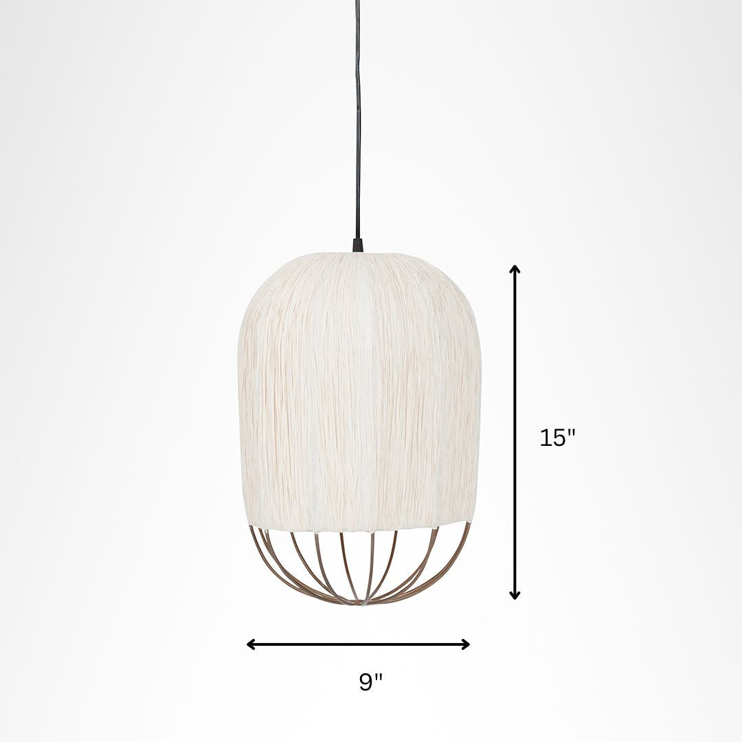 Papyrus Bloom Pendant Lamp - Offwhite / Banana Fiber paper / Dia: 9’’ H: 15’’ - Lighting