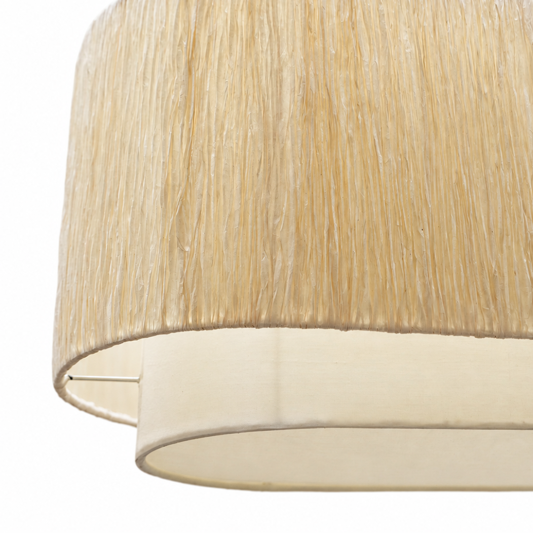 Papyrus Capsule Pendant Lamp - H: 13’’ W: 51’’ / Banana Fiber paper - Lighting