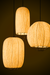 Papyrus Cluster of 3 Pendant Lamps - Banana Fiber paper / Cocoon: Dia: 9’’ H: 20’’ Bloom: Dia: 9’’ H: 15’’ Orb: Dia:
