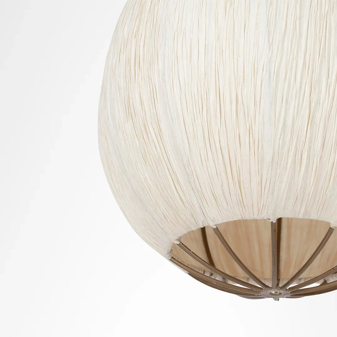 Papyrus Cluster of 3 Pendant Lamps - Banana Fiber paper / Cocoon: Dia: 9’’ H: 20’’ Bloom: Dia: 9’’ H: 15’’ Orb: Dia: