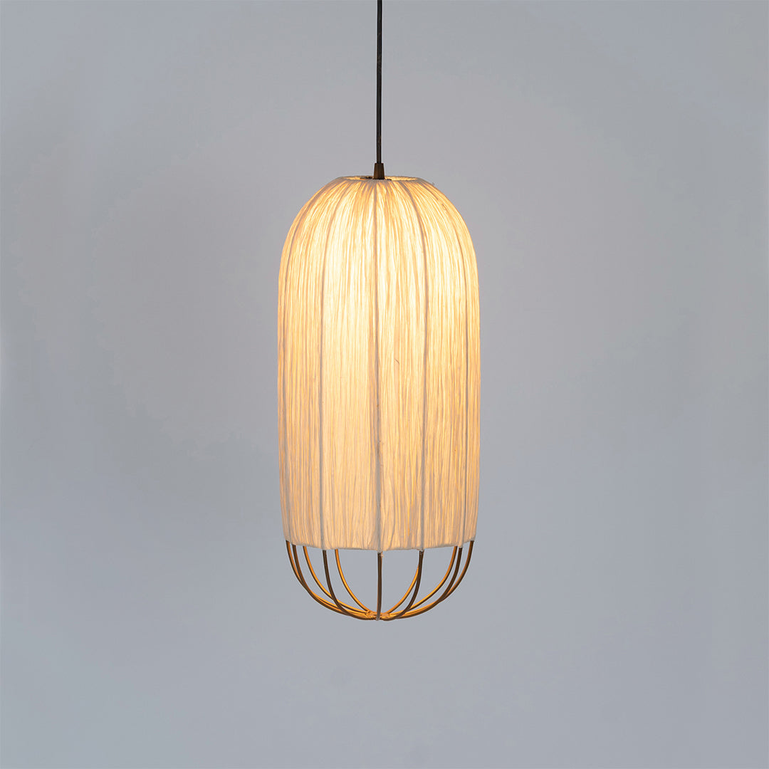 Papyrus Cocoon Pendant Lamp - Offwhite / Banana Fiber paper / Dia: 9’’ H: 20’’ - Lighting