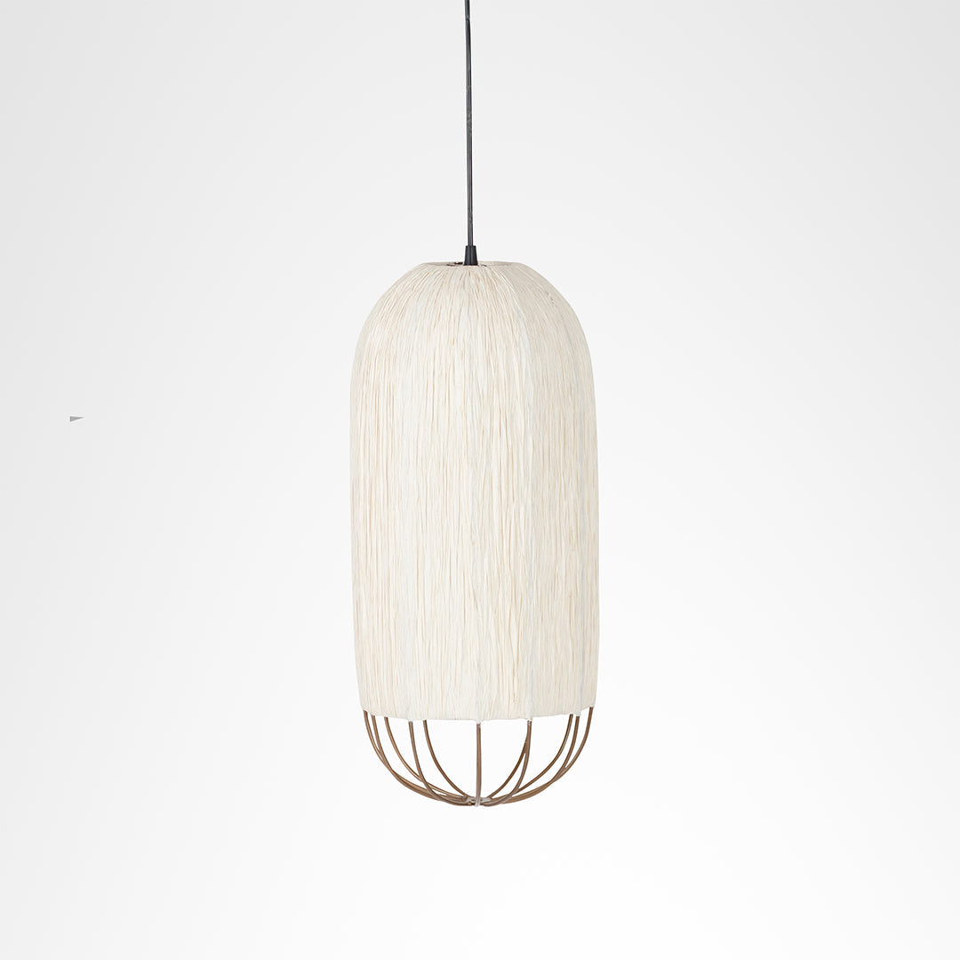 Papyrus Cocoon Pendant Lamp - Offwhite / Banana Fiber paper / Dia: 9’’ H: 20’’ - Lighting