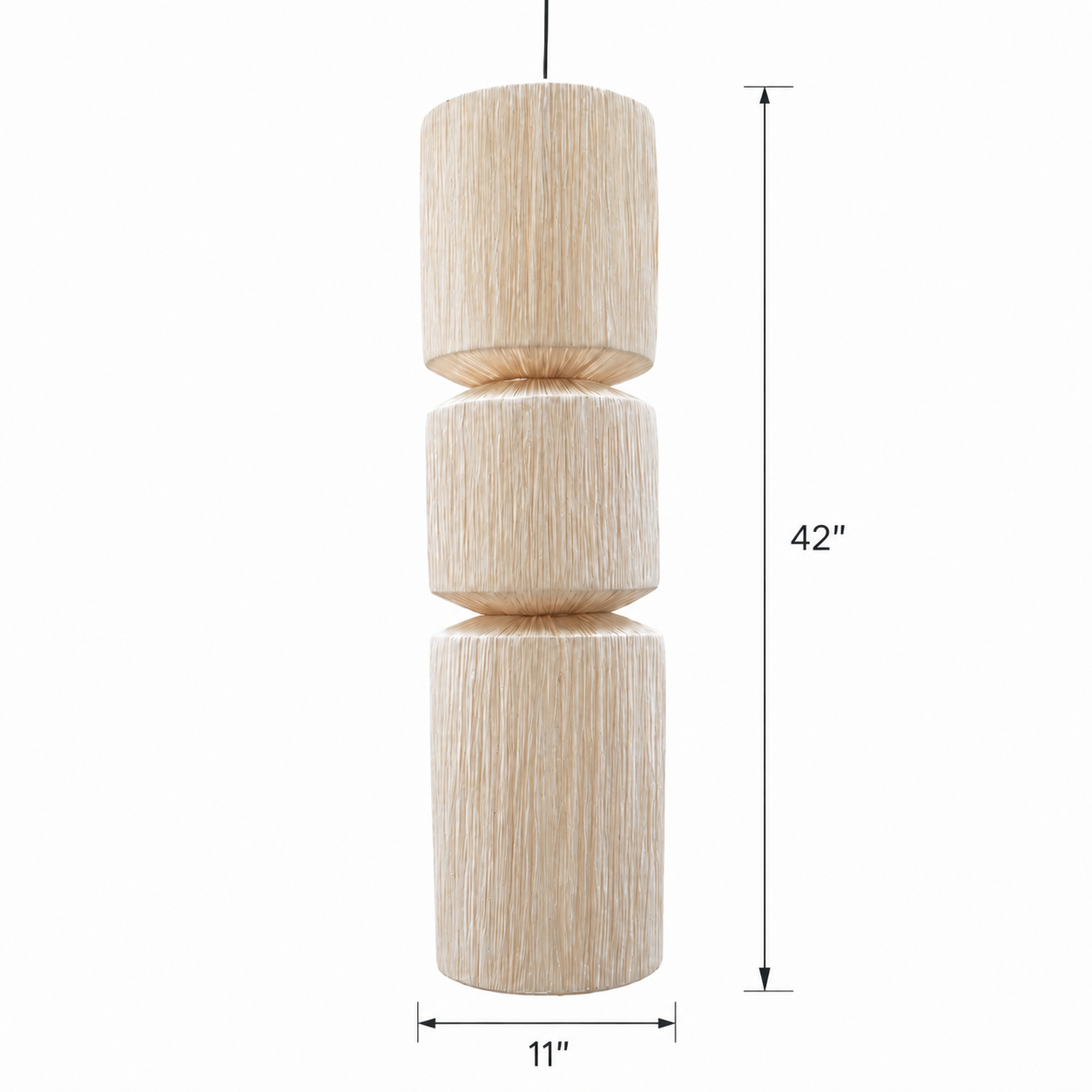 Papyrus Dusk Pendant Lamp - Dia: 11’’ H: 42’’ / Banana Fiber paper - Lighting
