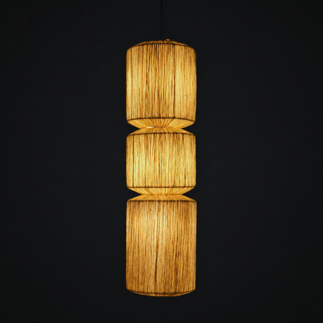 Papyrus Dusk Pendant Lamp - Dia: 11’’ H: 42’’ / Banana Fiber paper - Lighting