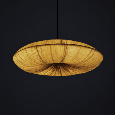 Papyrus Halo Pendant Lamp - Banana Fiber paper / Dia: 8’’ W: 36’’ - Lighting