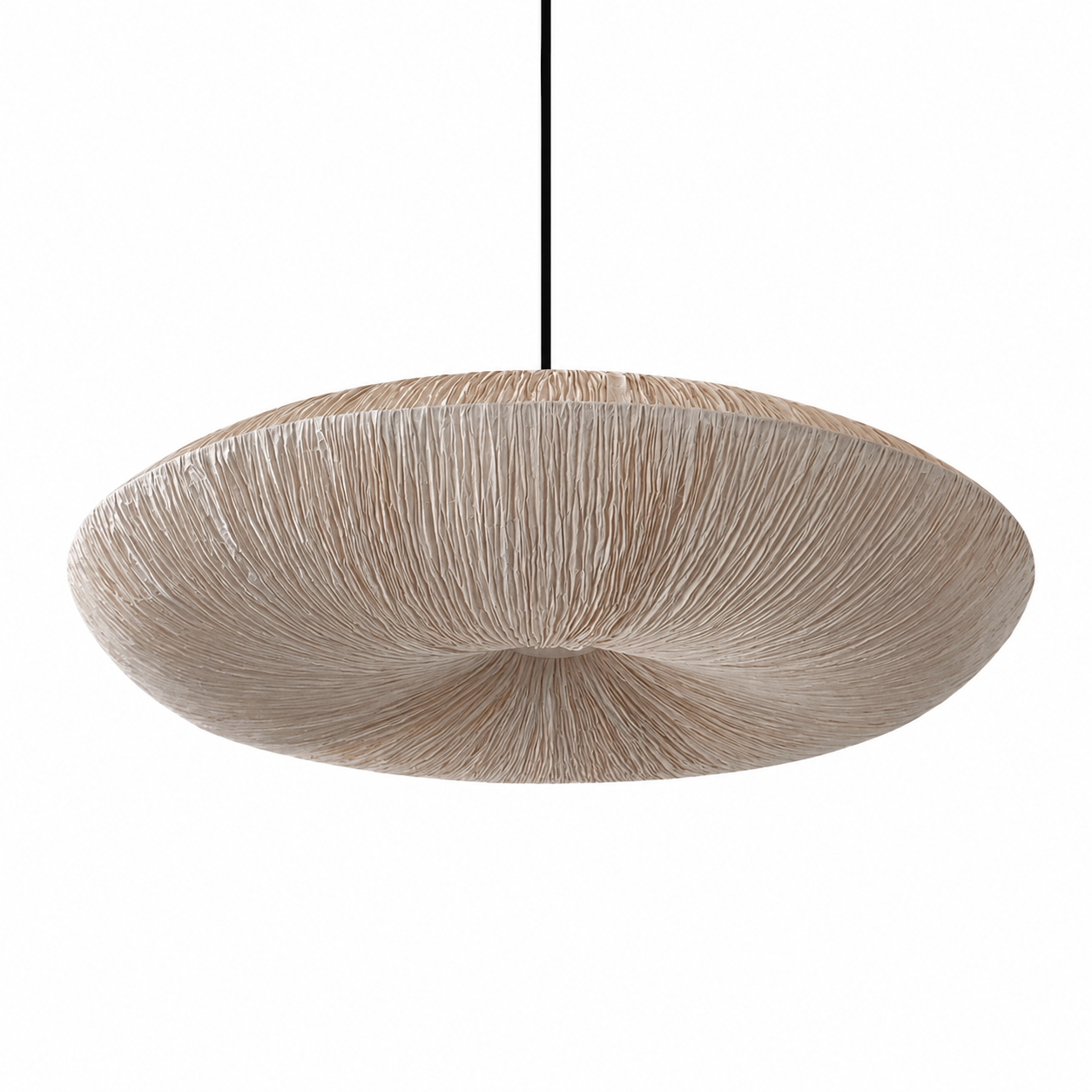 Papyrus Halo Pendant Lamp - Banana Fiber paper / Dia: 8’’ W: 36’’ - Lighting